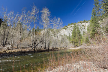 The beautiful merced river in Yosemite National Park