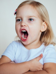 Portrait of emotional little girl