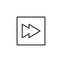 Fast forward play button line icon, outline vector sign, linear style pictogram isolated on white. Symbol, logo illustration. Editable stroke
