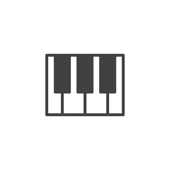 Piano keys icon vector, filled flat sign, solid pictogram isolated on white. Keyboard music symbol, logo illustration.