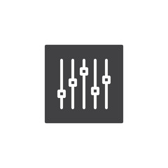 Sound mixer console icon vector, filled flat sign, solid pictogram isolated on white. Music player equalizer setting symbol, logo illustration.