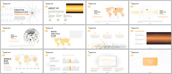 Clean and minimal presentation templates. Tech elements on white background. Technology concept vector design. Presentation slides for flyer, leaflet, brochure, report, marketing, advertising, banner