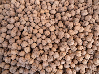 Overhead shot of shelled walnuts