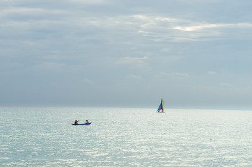 Naklejka premium Calm Sea Ocean And Blue Sky