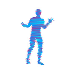 Obraz na płótnie Canvas Man spreads hands to sides. Man doing balance gesture. Concept communication. Vector illustration.