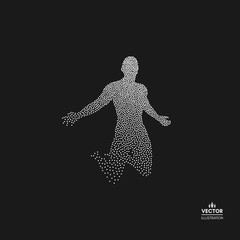 Fototapeta na wymiar Man who prays. Dotted silhouette of person. Vector illustration.