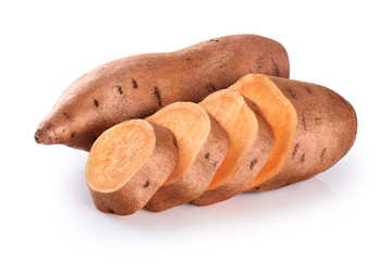Slices sweet potato isolated on a white background.