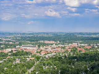 Fototapeta na wymiar Aerial view of the beautiful University of Colorado Boulder