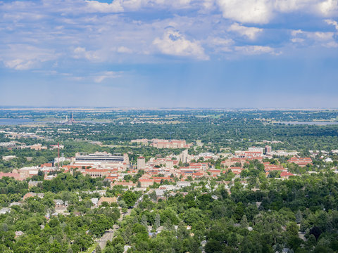 Aerial view of the beautiful University of Colorado Boulder