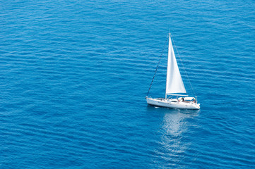 white yacht  in tirrenian sea