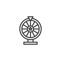 Fototapeta premium Lottery line icon, outline vector sign, linear style pictogram isolated on white. Casino roulette symbol, logo illustration. Editable stroke