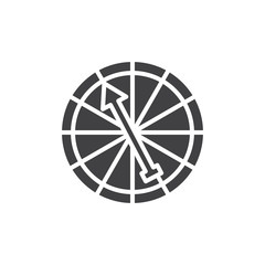 Obraz premium Casino roulette with arrow icon vector, filled flat sign, solid pictogram isolated on white. Symbol, logo illustration.