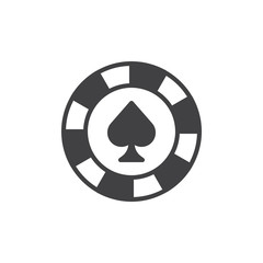 Spades chip icon vector, filled flat sign, solid pictogram isolated on white. Casino chip symbol, logo illustration.