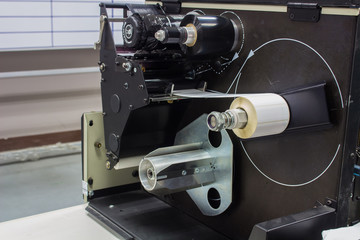 The inside of old label printing machine