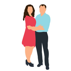  isolated isometric people, guy and girl are hugging