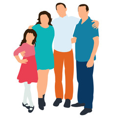  isolated isometric people, family with children