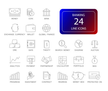 Line icons set. Banking pack. Vector illustration