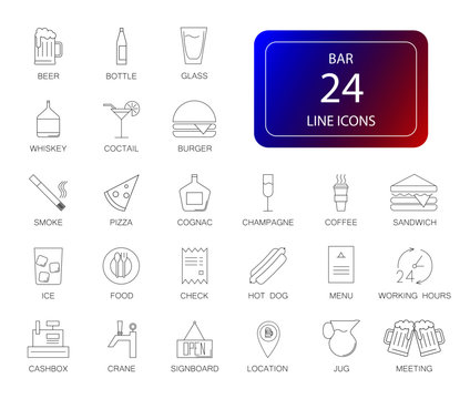 Line icons set. Bar pack. Vector illustration