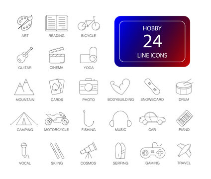 Line icons set. Hobby pack. Vector illustration