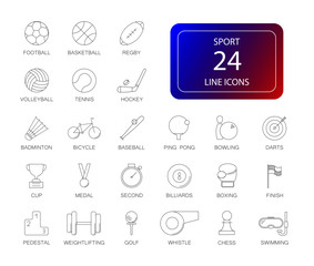 Line icons set. Sport pack. Vector illustration