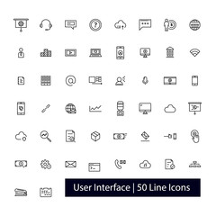 50 User Interface Line Icons