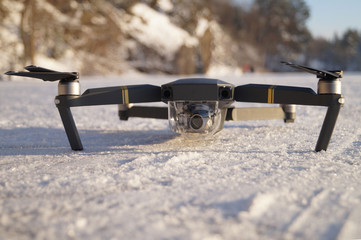 The drone on the snow