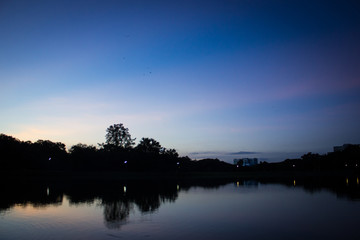 lake in morning with clear sky