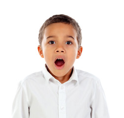 Surprised child open his mouth