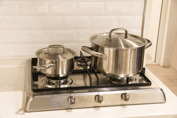 Gas cooker and Stainless steel container and Silver color