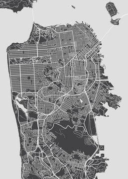 San Francisco city plan, detailed vector map