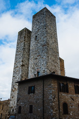 Naklejka premium Towers at the medieval city of San Geminiano, Tuscany, Italy