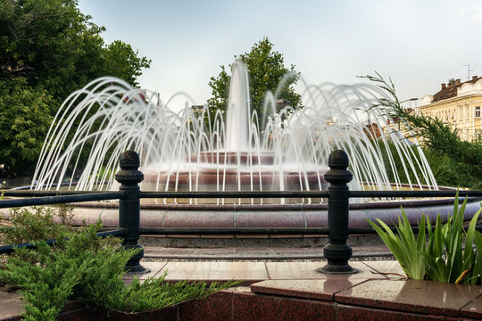 Belgrade, Serbia - May 30, 2016: Water fountain in Belgrade near Vuk's Monument.