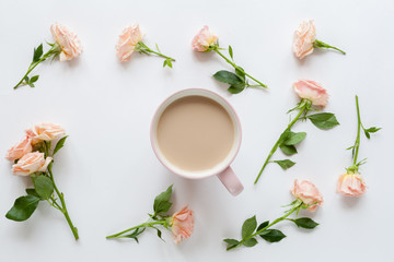 Spring white background with flowers