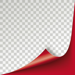 Scrolled Corner Red Paper Cover Transparent - obrazy, fototapety, plakaty