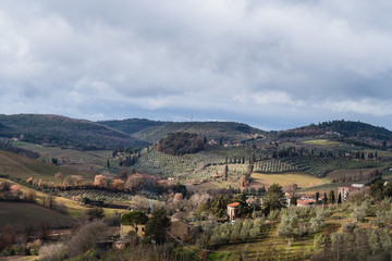 Fototapeta na wymiar Panoramic view of Tuscany Landscape in Italy