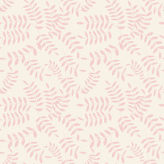 Seamless floral pattern with stylized textured twigs and leaves in retro scandinavian style.