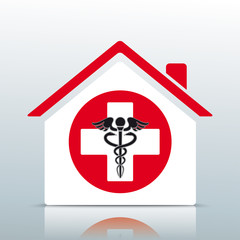 Arztpraxis Symbol mit Äskulapstab