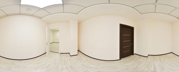 360 panorama view in modern empty apartment interior, degrees seamless panorama.