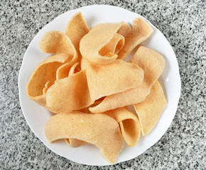 Shrimp Crackers  on a white plate