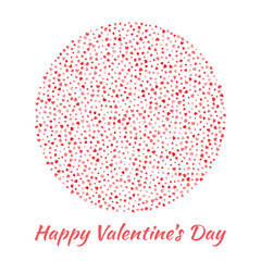 Love circle silhouette from pink and red hearts pattern isolated on white background. Valentines Day card design.  Vector illustration EPS10