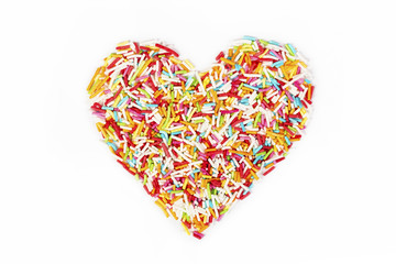 Easter background confectionery confetti . Heart.