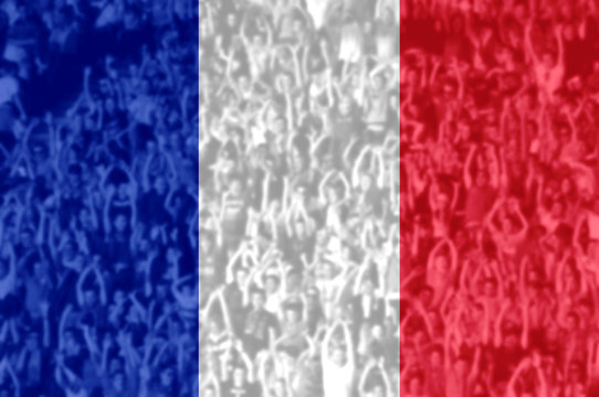 Football fans with blending France flag
