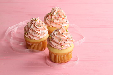 Cupcakes on a pink background