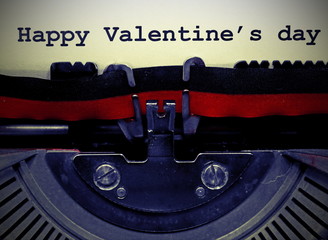 Happy Valentine s day written with the old typewriter with vintage effect