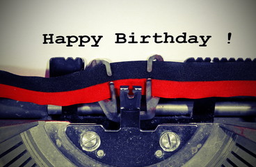 Text Happy Birthday written with the typewriter with vintage effect