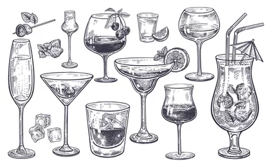 Foto op Plexiglas Alcoholic drinks set. © marinavorona
