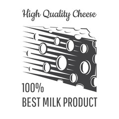 Peace of cheese with holes. Logo for dairy store, site or business