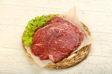 Raw beef schnitzel