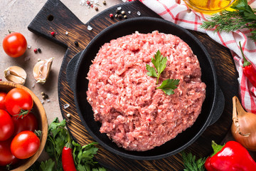 Minced meat and ingredients.