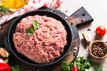 Minced meat and ingredients.